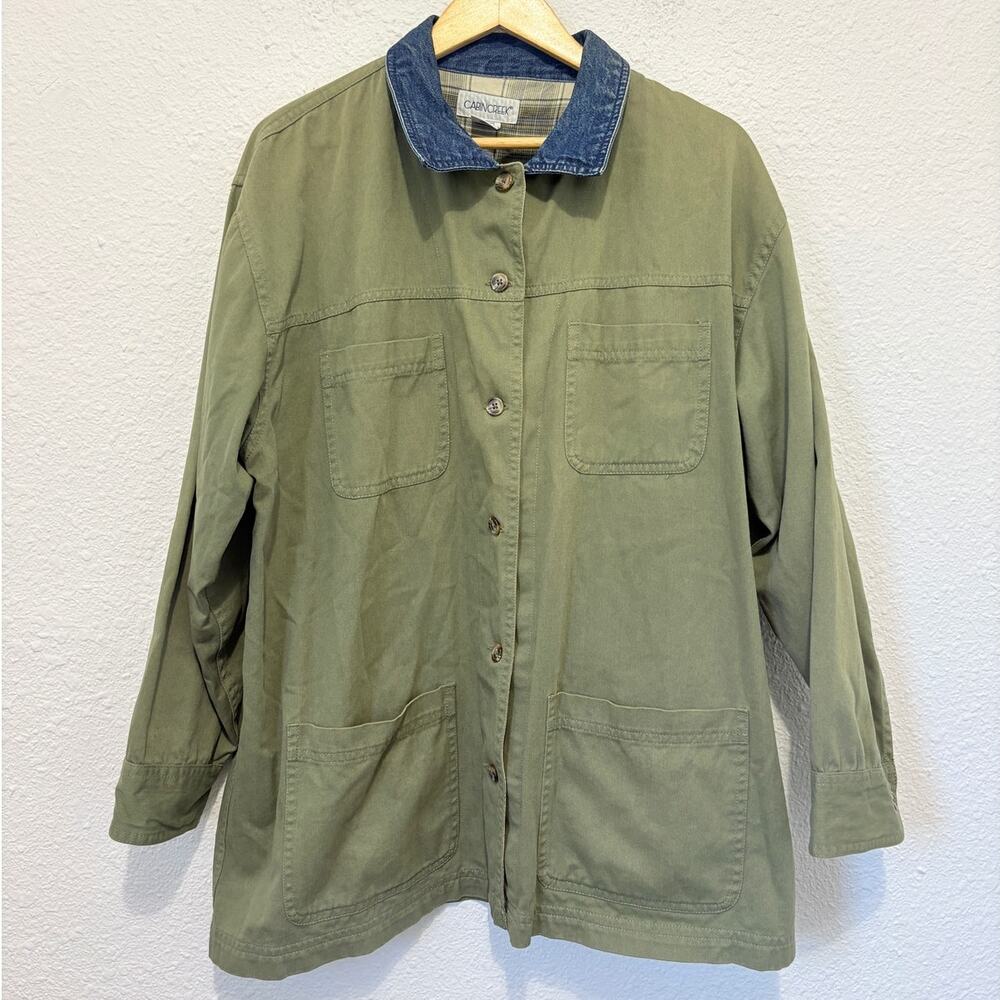 90s barn coat chore jacket green denim cotton XL preppy vintage outdoor